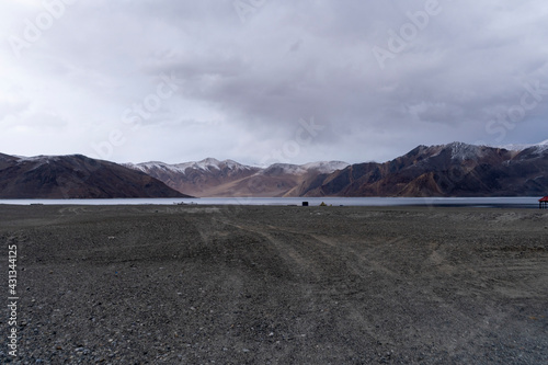 Pangong Tso, Tibetan for "high grassland lake", also referred to as Pangong Lake, is an endorheic lake in the Himalayas situated at a height of about 4,350 m. at Leh Ladakh, Jammu and Kashmir, India.