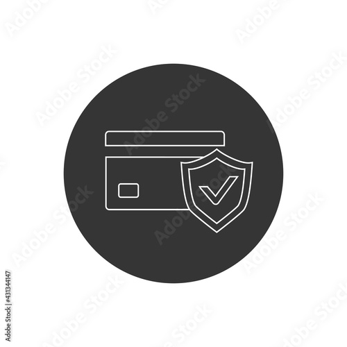 Credit card protection line white icon. Vector