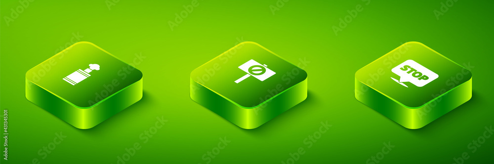 Set Isometric Protest, and Hand grenade icon. Vector