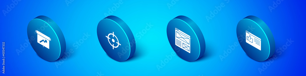 Set Isometric Board with graph chart, Browser window, and Target sport icon. Vector Set Isometric Board with graph chart, Browser window, and Target sport icon. Vector