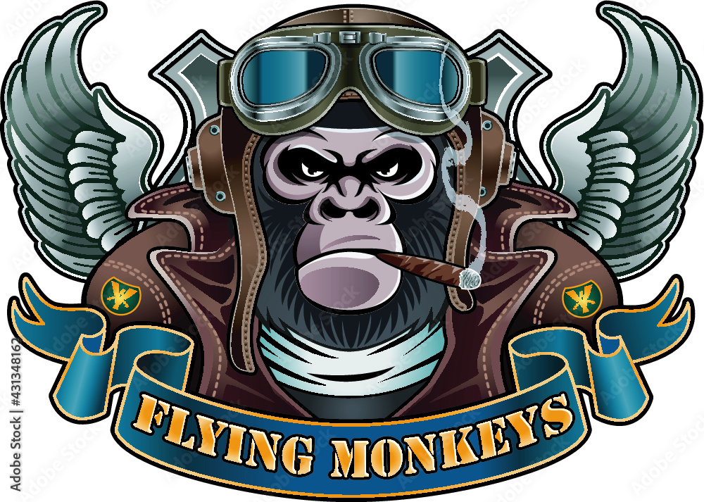 monkey wearing old pilot helmet and goggles