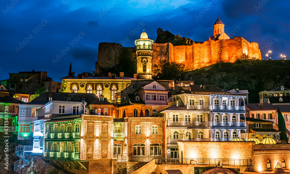 Old Town of Tbilisi, Georgia after sunset