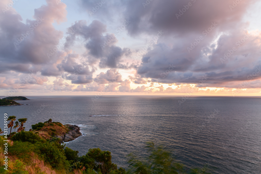 Sunset sky at Phrom Thep Cape the scenic point of Phuket Island, THAILAND Sunset sky at Phrom Thep Cape the scenic point of Phuket Island, THAILAND