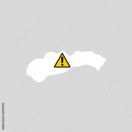 Canvas Print Slovakia map with caution sign