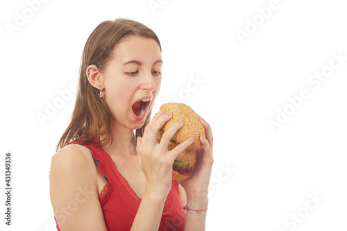 girl with hamburger