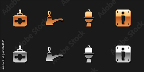 Set Perfume, Water tap, Toilet bowl and Male toilet icon. Vector