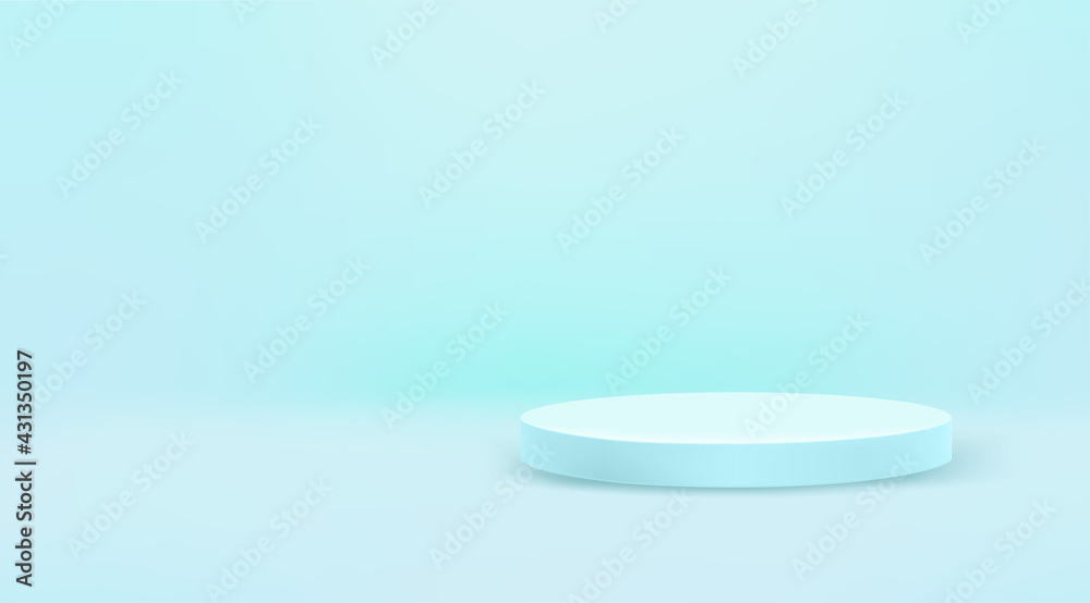 Light blue round podiun on horizontal banner. Template for a content Light blue round podiun on horizontal banner. Template for a content