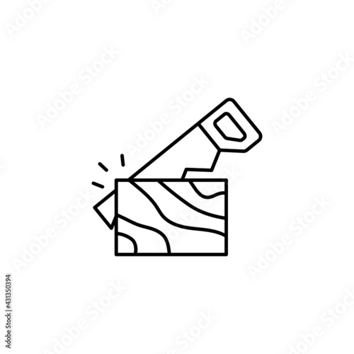 Carpentry, wood repair, icon in flat black line style, isolated on white background 