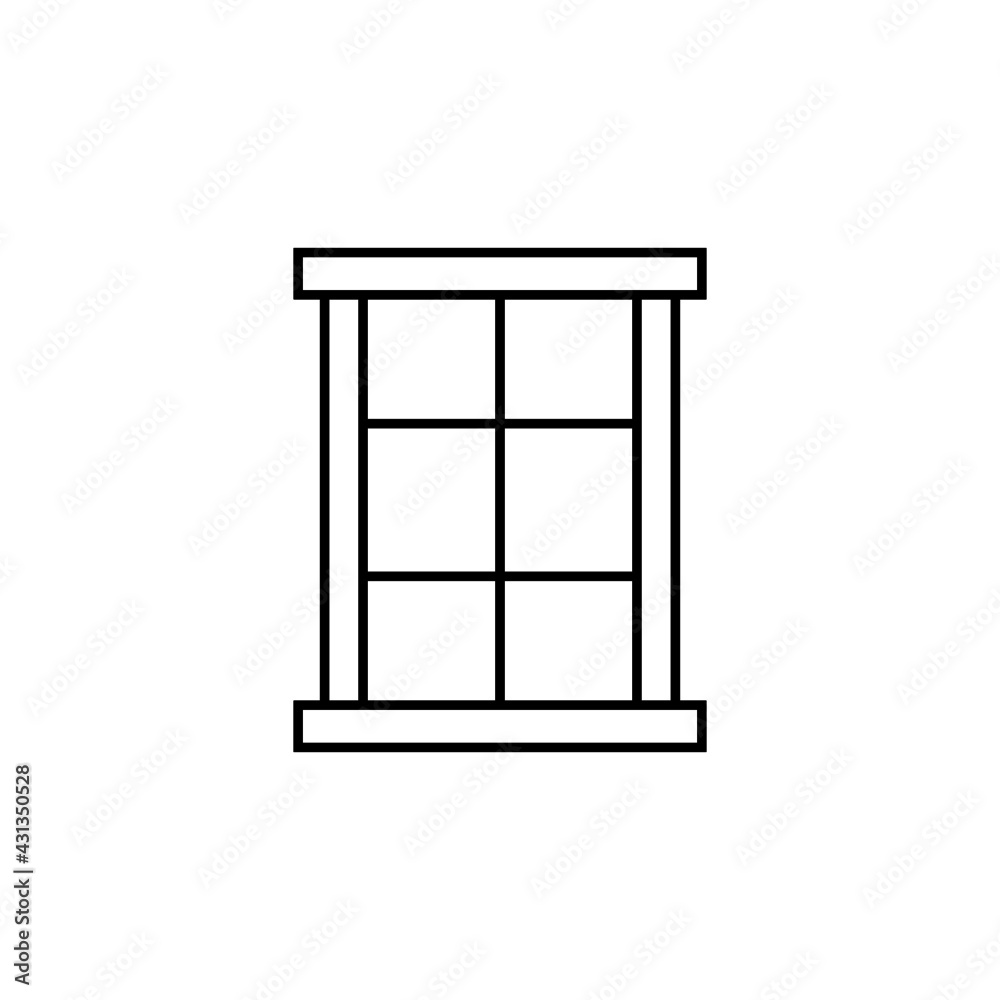 Window icon in flat black line style, isolated on white background Window icon in flat black line style, isolated on white background