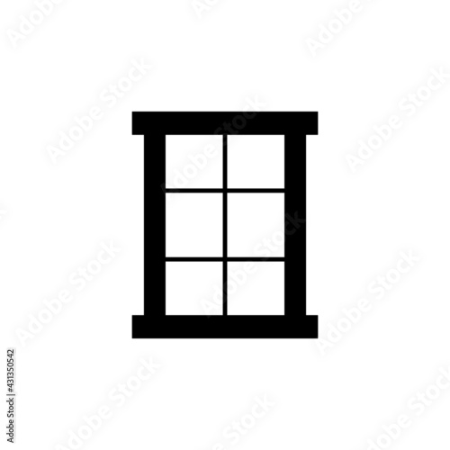 Window icon in solid black flat shape glyph icon  isolated on white background 