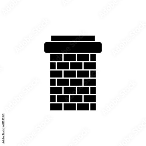 chimney icon in solid black flat shape glyph icon, isolated on white background 
