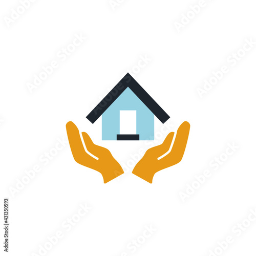 Real estate, house insurance in color icon, isolated on white background 