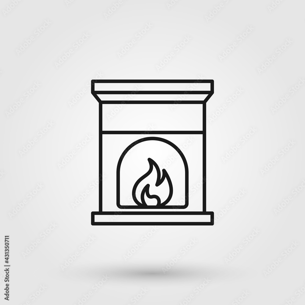 Fireplace icon. House interior design. Fireplace icon. House interior design.