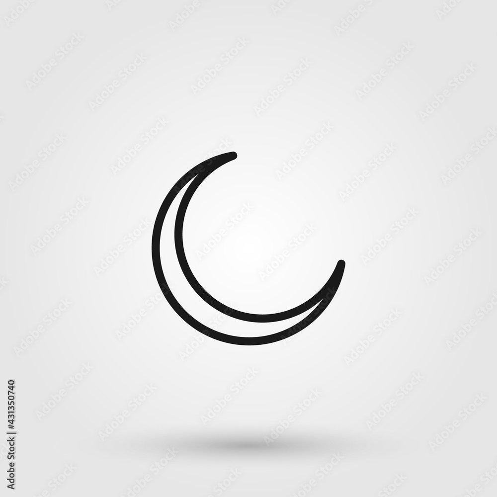 Moon icon. Crescent symbol. Line icon for websites, apps and UI design. Moon icon. Crescent symbol. Line icon for websites, apps and UI design.