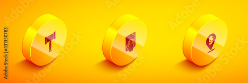 Set Isometric Judge gavel, Oath on the Holy Bible and Location law icon. Vector