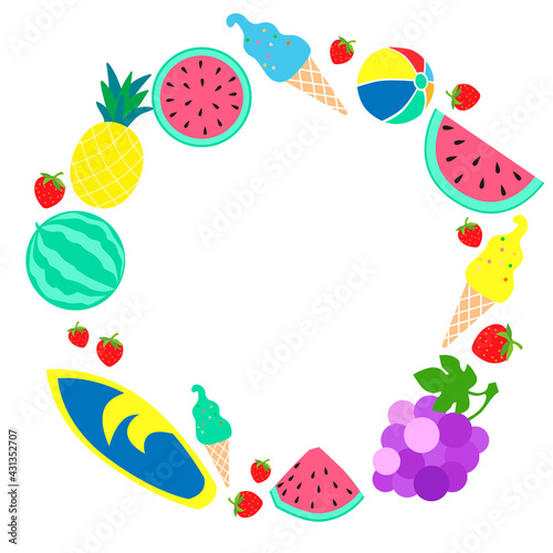 Summer decoration with fruit. Vector art illustration