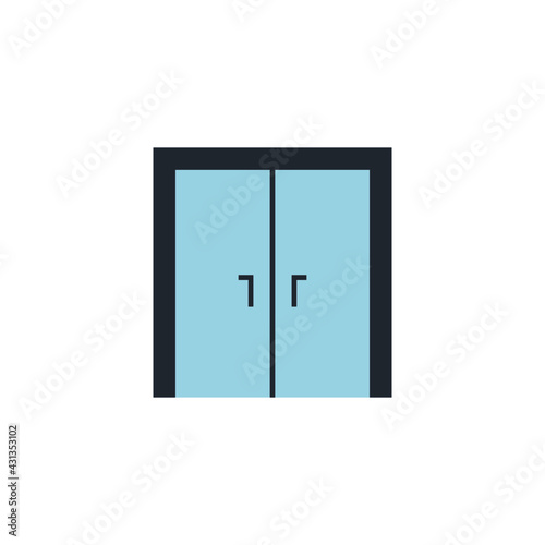 Double door icon, door house icon in color icon, isolated on white background 