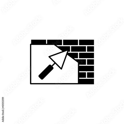 Cement concrete, plaster surface icon in solid black flat shape glyph icon, isolated on white background 