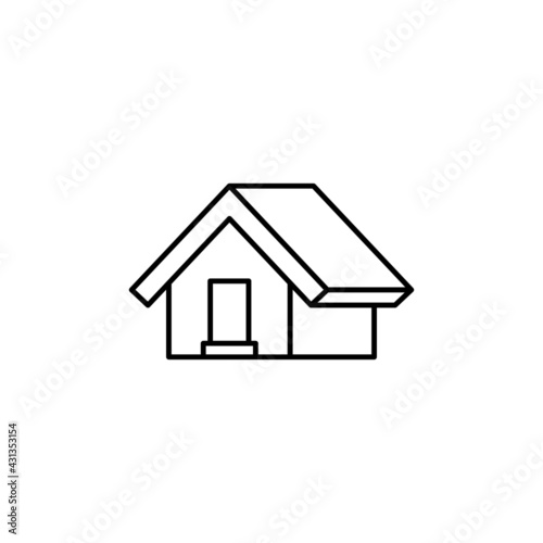 home, house icon in flat black line style, isolated on white background 