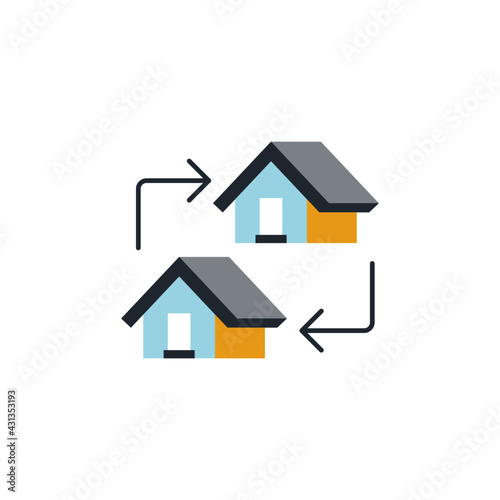 house, moving house relocation icon in color icon, isolated on white background 