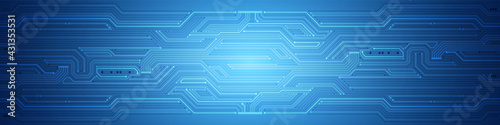 Abstract Technology Background, blue circuit board pattern, microchip, power line