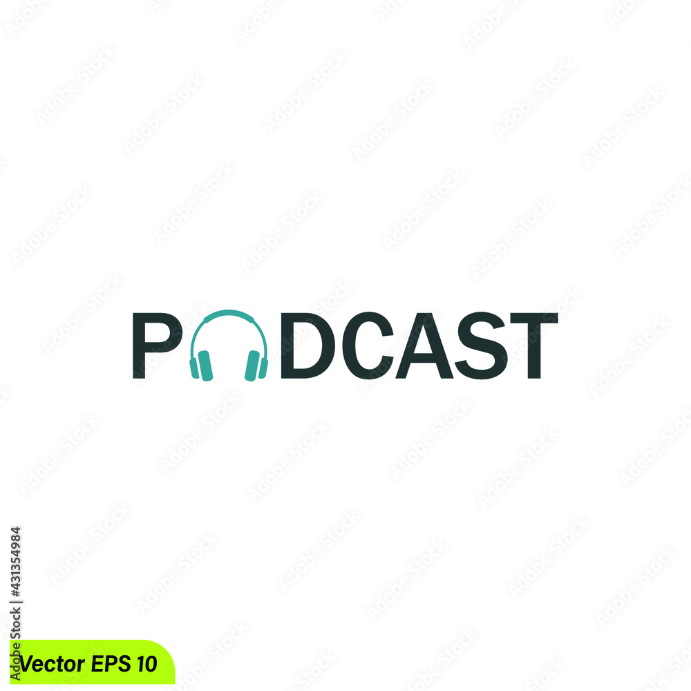 headphone icon podcast symbol logo template 