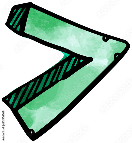 Math symbol greater than hand drawn watercolor vector illustration