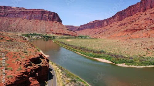 Aerial view over the Colorado River in Utah photo