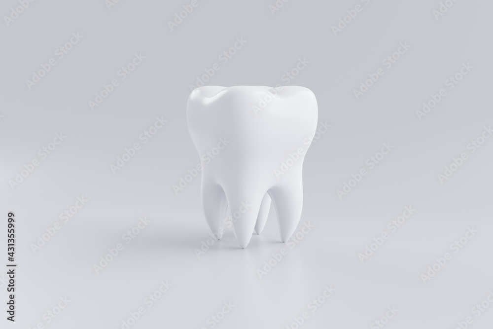 one tooth on a gray background. 3d render. one tooth on a gray background. 3d render.