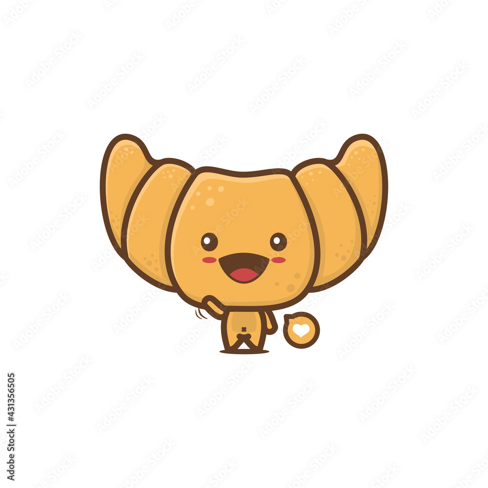 Obraz premium cute croissant cartoon character
