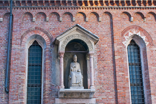Aedicula of St Peter on the facade of San Pietro in Archivolto Church, Verona, Italy photo