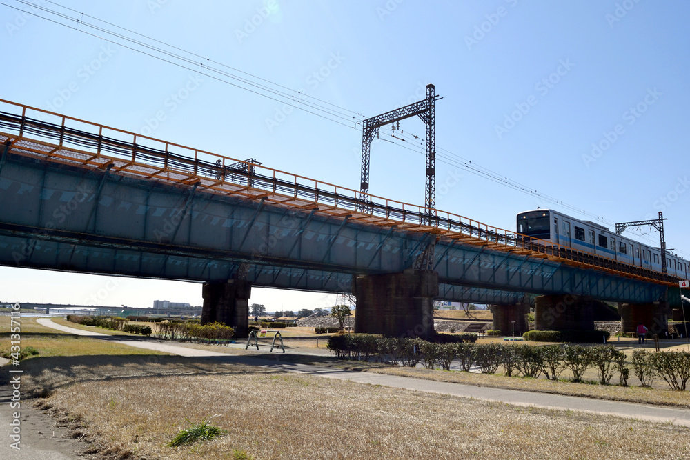 神奈川県松田 酒匂川 小田急線通過 神奈川県松田 酒匂川 小田急線通過