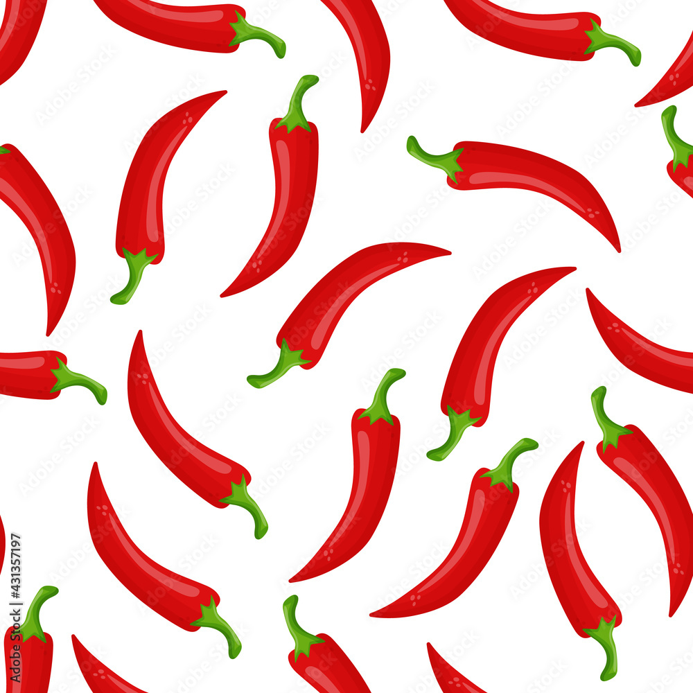 Seamless pattern with stylish red hot chili peppers on background for fabric, textile, clothes, tablecloth and other things. Vector image. Seamless pattern with stylish red hot chili peppers on background for fabric, textile, clothes, tablecloth and other things. Vector image.