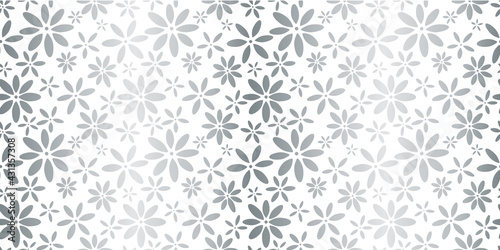 Silver flowers seamless repeat pattern vector background