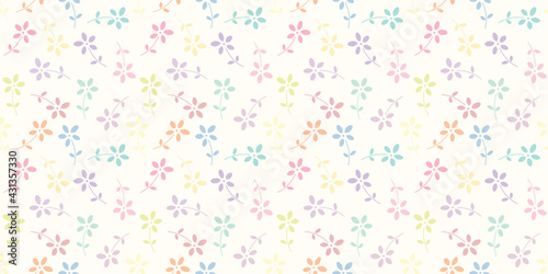Colorful tiny flowers seamless repeat pattern vector background