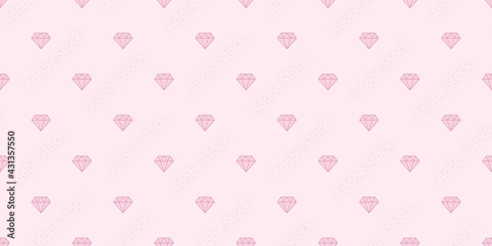 Cute pink diamonds seamless repeat pattern vector background