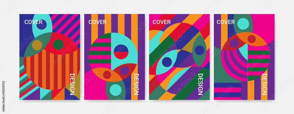 creative geometry cover and poster design template, bauhaus style for magazine. booklet, banner, sales promotion and flyer