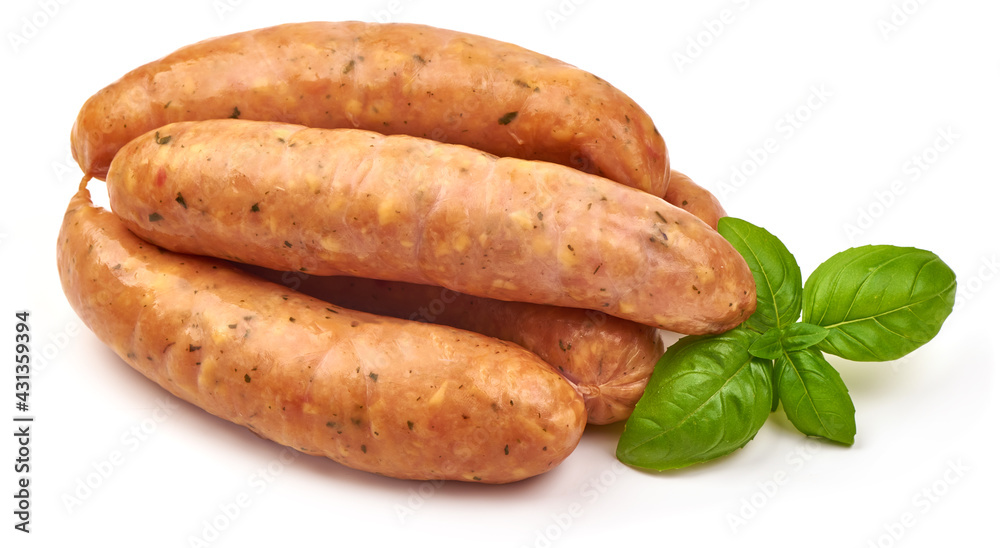 Smoked sausages for grill, isolated on white background. High resolution image Smoked sausages for grill, isolated on white background. High resolution image