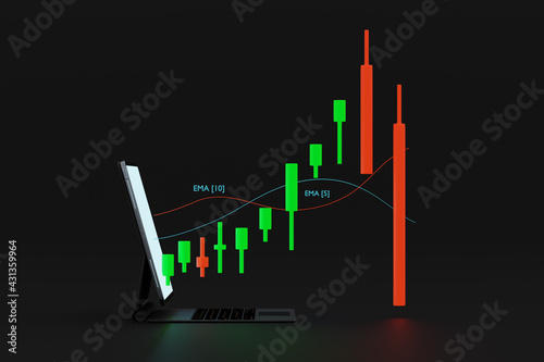 Stock Signal, Buy Signal, Sell Signal, Mobile foreign exchange trading - 3d render illustrator
