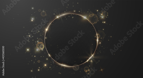 Luxury paper cut circle background, Abstract decoration, golden pattern, gradients, round frame Vector illustration. Black, white, gold waves, Cover template, geometric shapes, modern minimal banner.