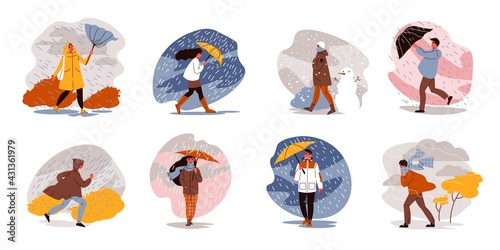 Rain Umbrellas Compositions Set