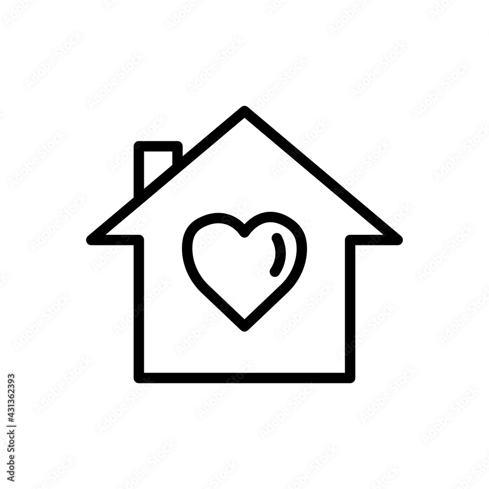 Home line icon with heart. charity symbol, donation, humanity. Editable stroke. Design template vector Home line icon with heart. charity symbol, donation, humanity. Editable stroke. Design template vector