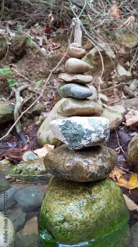 zen stones in the forest