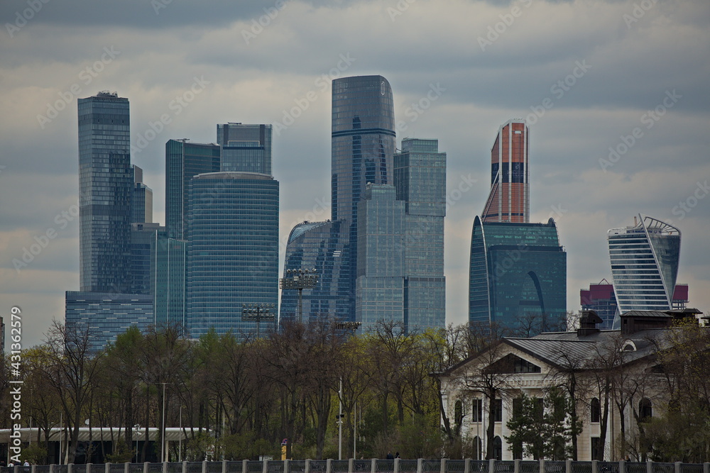 Fototapeta premium View of the skyscrapers of the Moscow City business center.