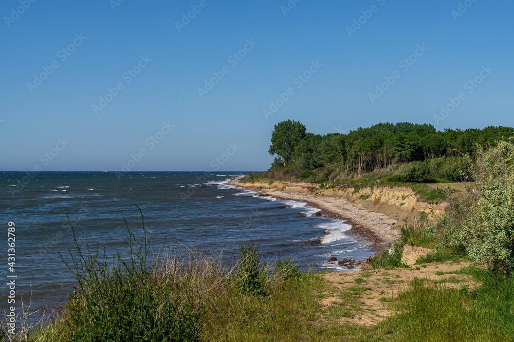 The baltic sea coast and the beach in Meschendorf, Mecklenburg-Western Pomerania, Germany