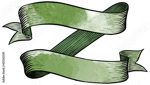 Hand drawn ribbon banners vintage elements watercolor vector illustration