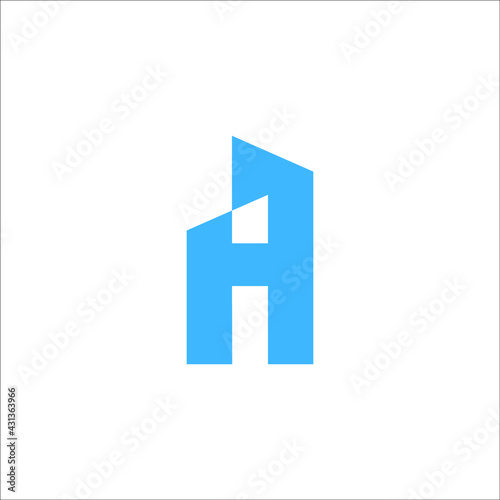 letter H building logo design vector
