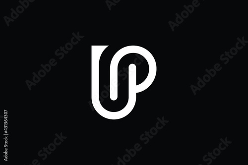 UP logo letter design on luxury background. PU logo monogram initials letter concept. UP icon logo design. PU elegant and Professional letter icon design on black background. MYU P PU UP