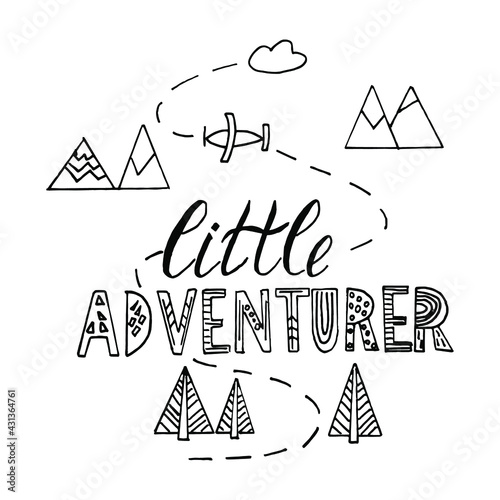 little adventurer baby design vector lettering