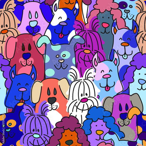 seamless pattern with cartoon dogs